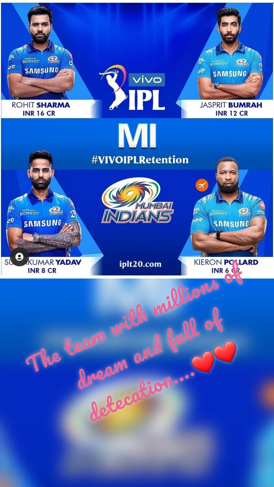 The team with millions of dream and full of detecation....❤❤